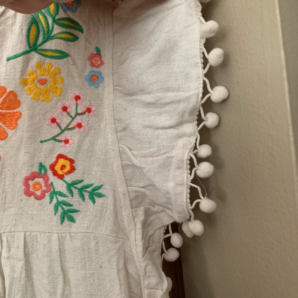 NWT Umgee Cream Embroidered Boho Peasant Top with Orange Green Pink Accents - Picture 8 of 10